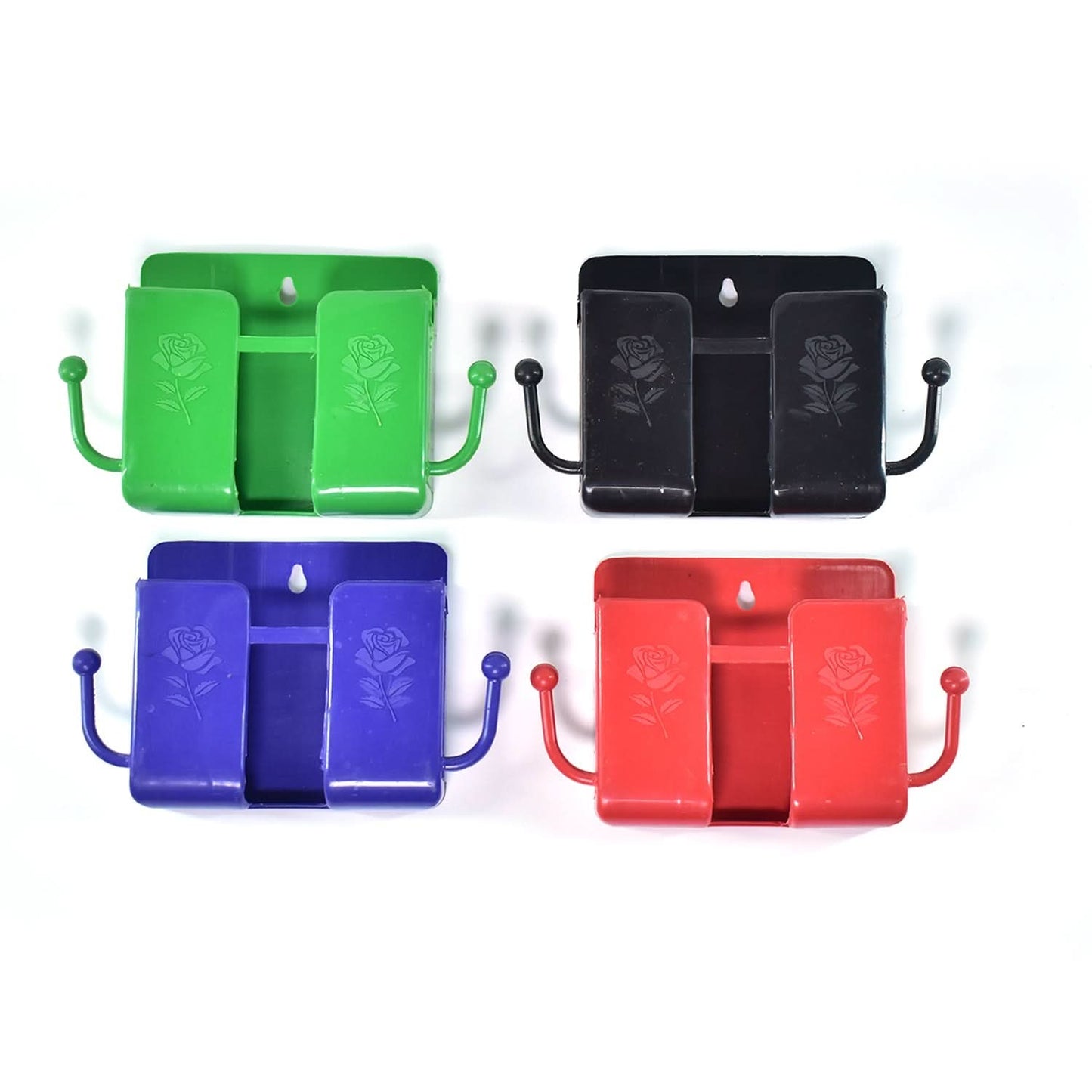 Wall Mounted Storage Box remote Storage Organizer Case With 2 Side Hanging Hooks (4pcs)