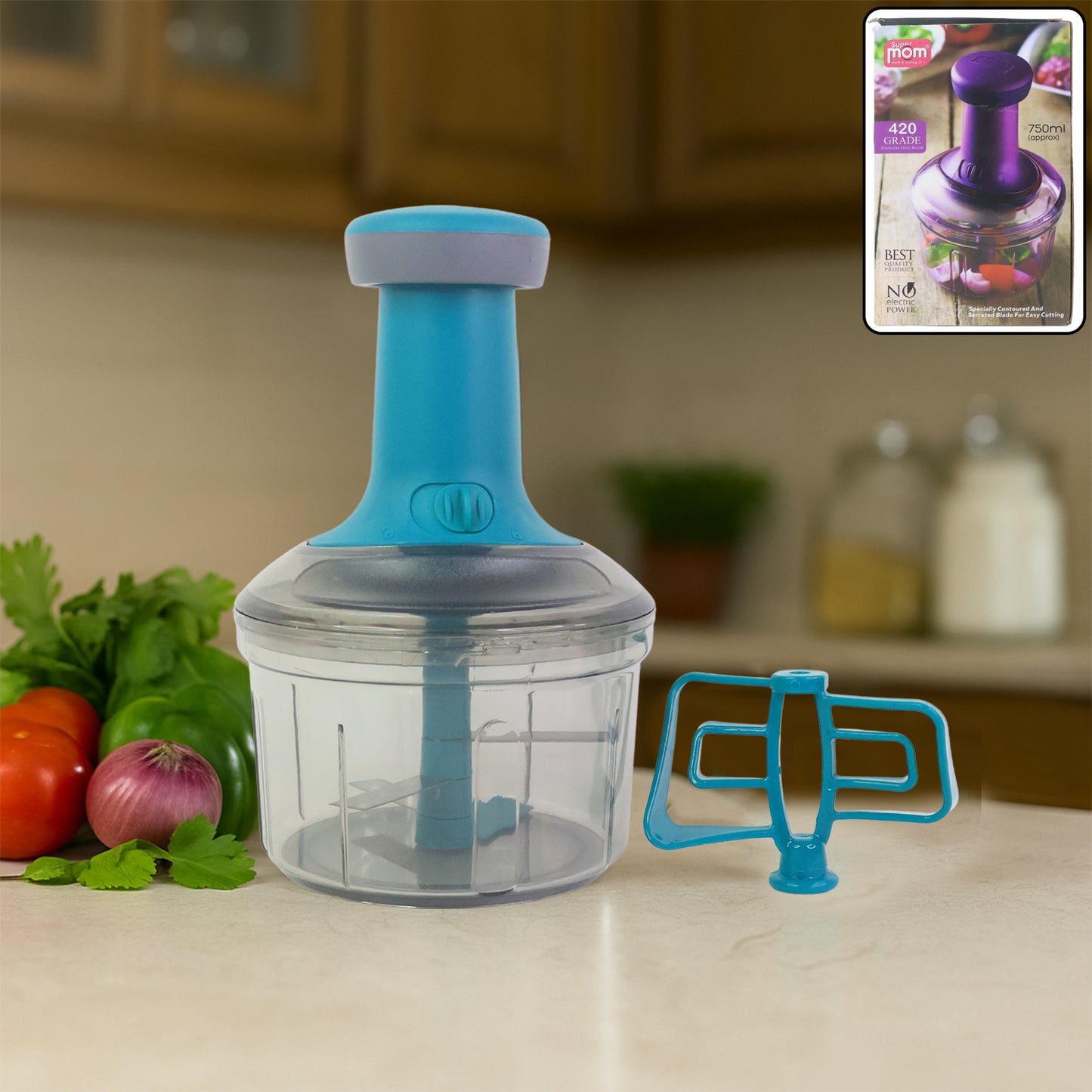 Supermom Premium Manual Push Chopper And Vegetable Cutter (750ml 1 Pc)