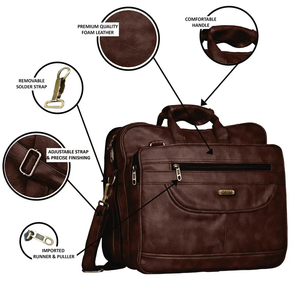 LOREM Brown Color Faux Leather 28L Messenger Bag For Men (BG23) LOREM