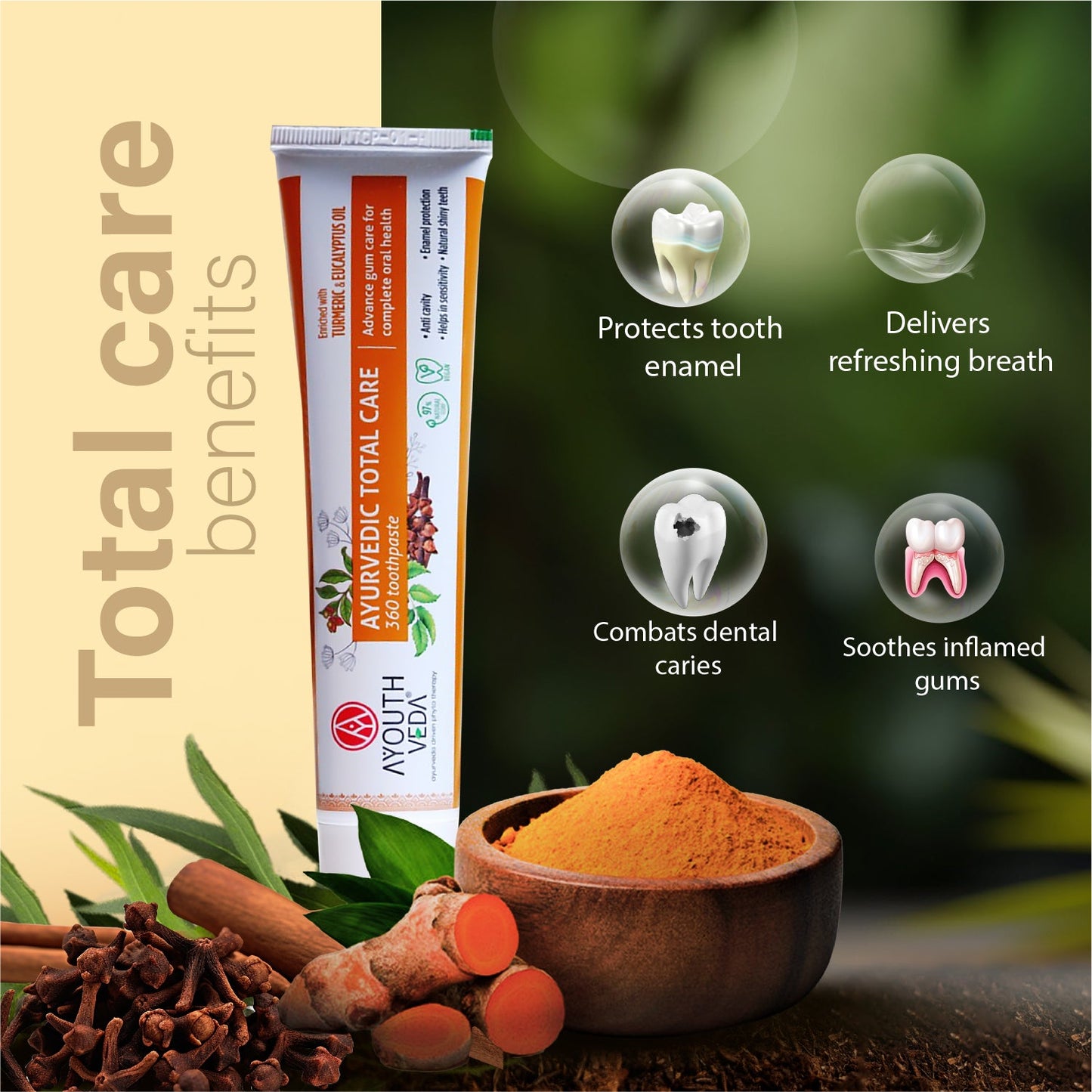 Ayurvedic TotalCare 360 toothpaste Pack of 3 (100 gm) Aimil Ayouthveda