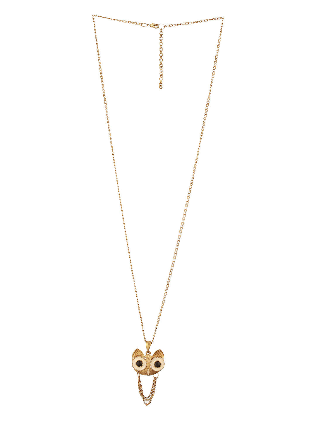 Jazz And Sizzle Gold Plated Owl Evil Eye Pendant Chain Necklace for Him & Her