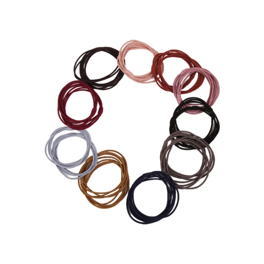 Sanfe Multicolor Hair Ties Soft Premium Elastic No Damage Seamless Ouchless Soft Stretchable Non-Slip Cotton Rubber Bands, Thick Thin Hair, Ponytail Holders