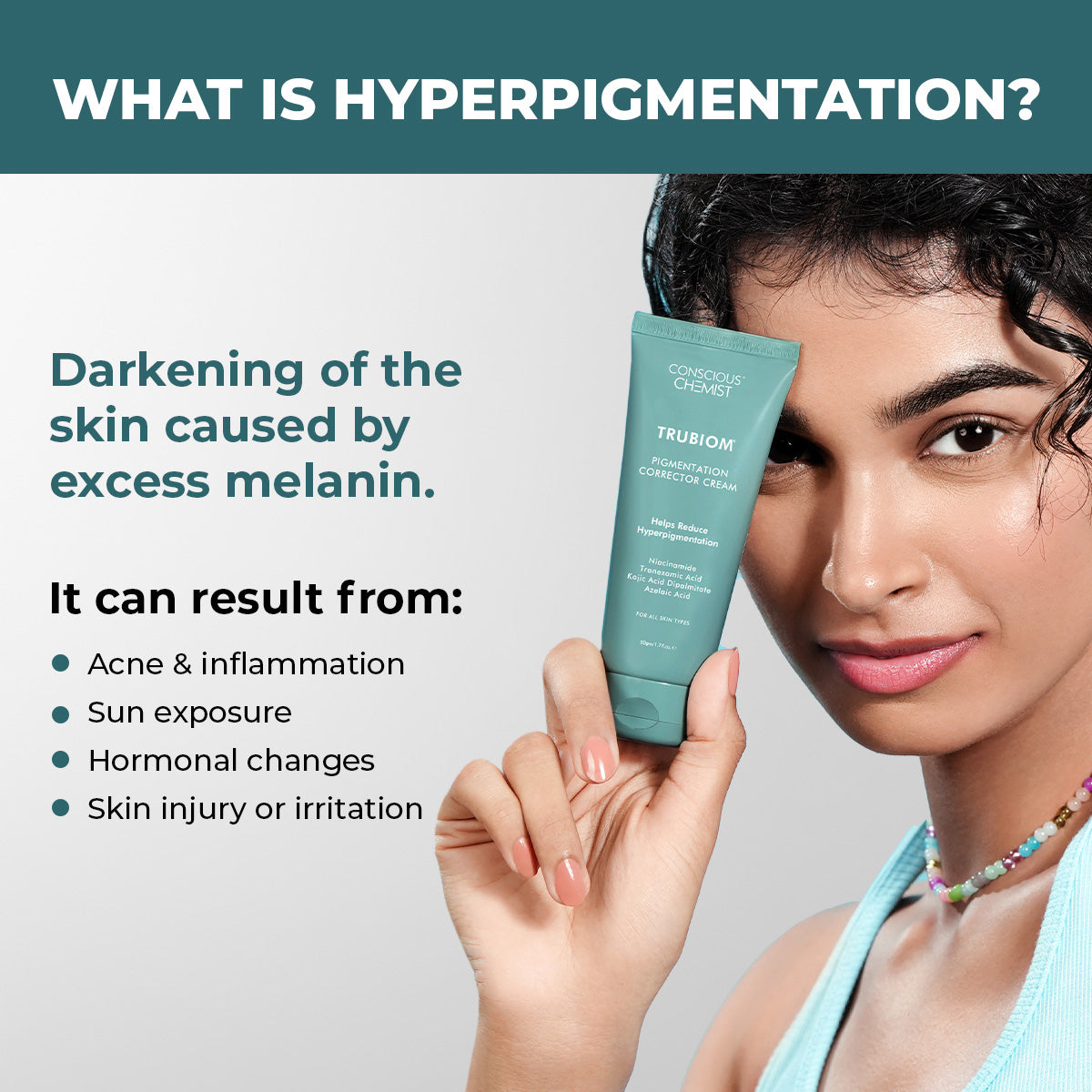 Conscious Chemist Pigmentation Removal Cream | Kojic, Azelaic & Tranexamic Acid | For Dark Spots (50 g)