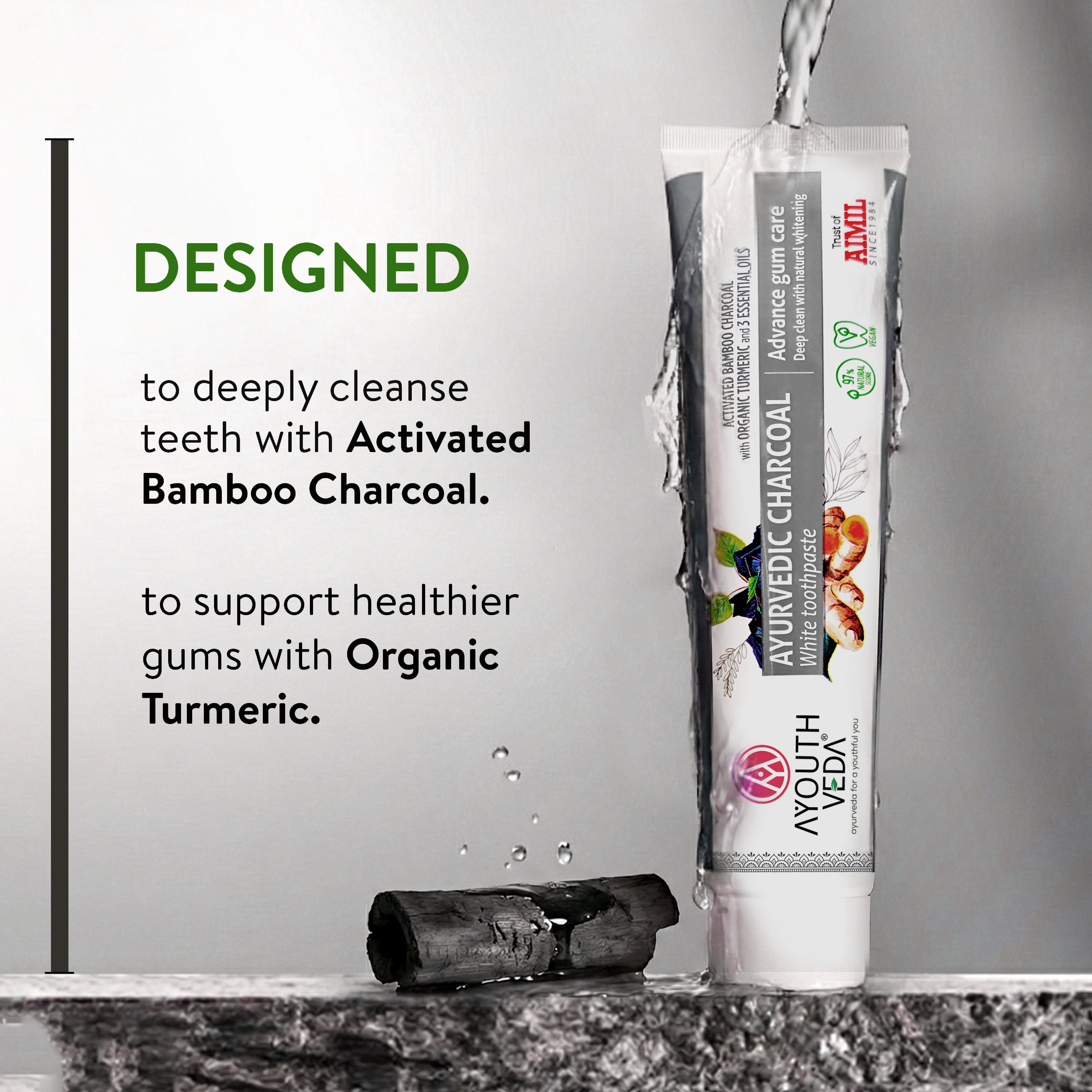Ayurvedic Charcoal White toothpaste Pack of 4 (100 gm) Aimil Ayouthveda