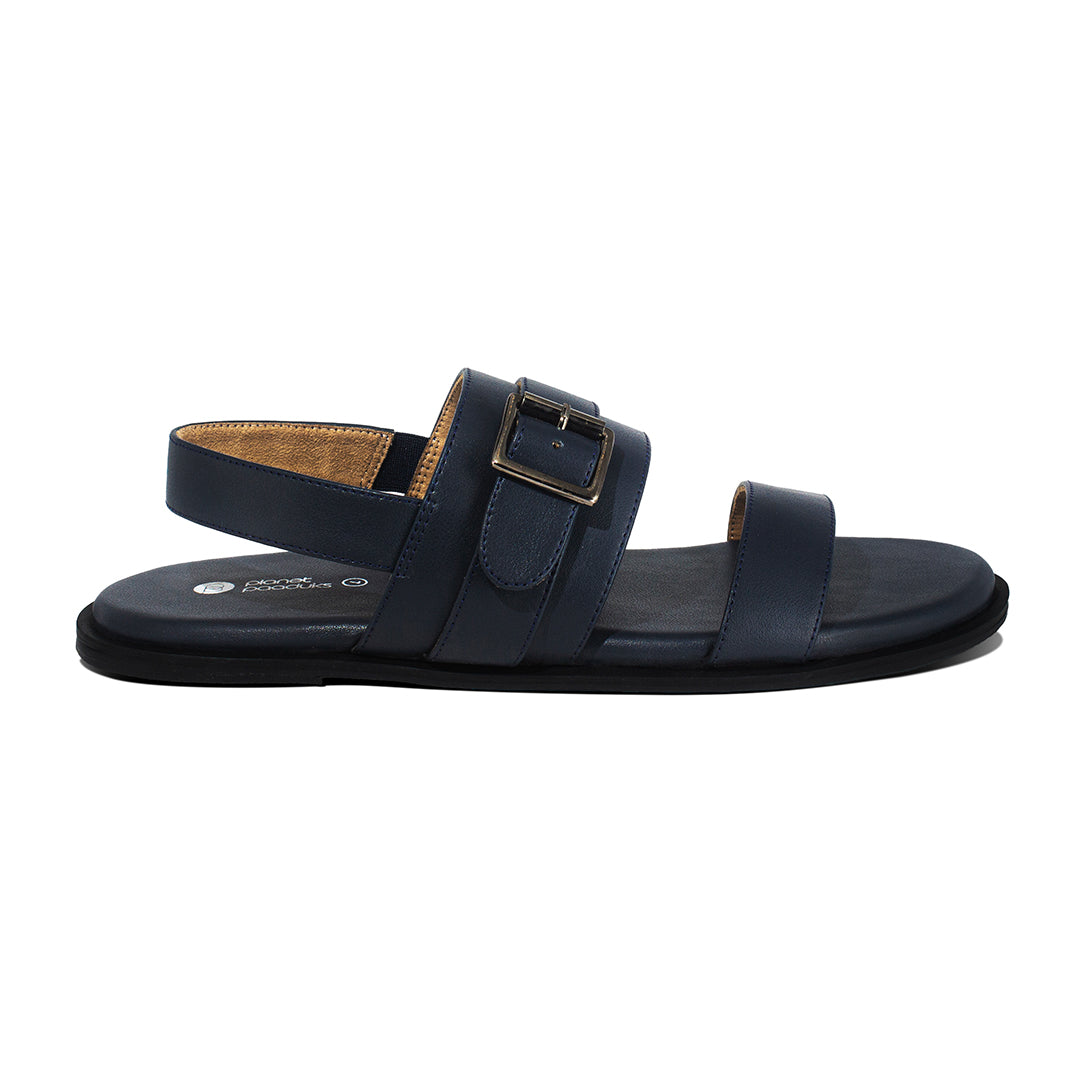 Leo Dual Strap Vegan Leather Blue Men Sandals Planet Paaduks