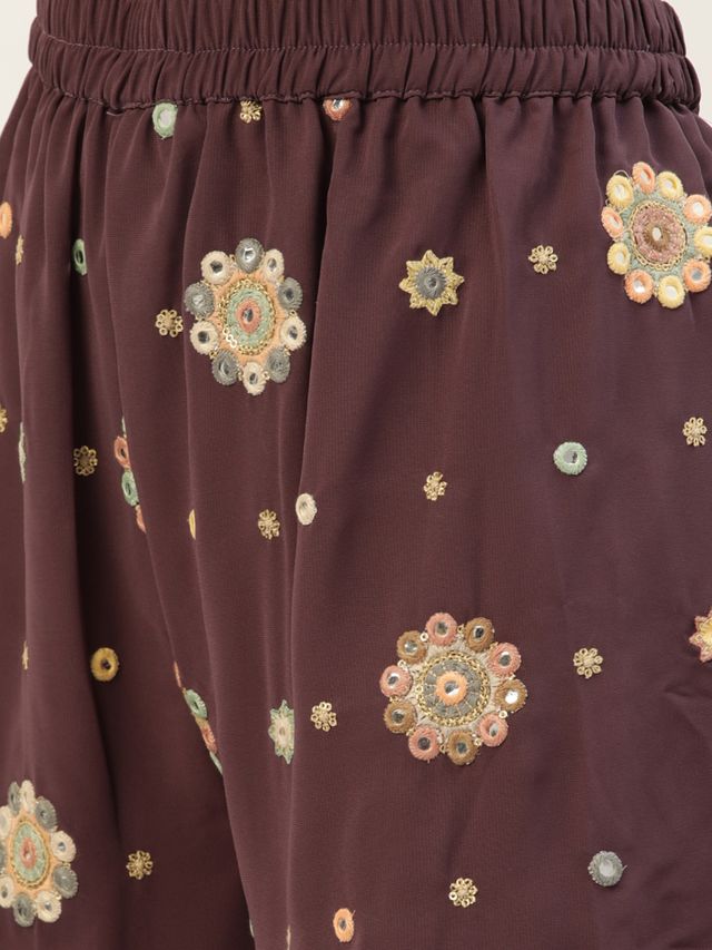 Bollywood Vogue Ready To Wear Magenta Georgette Embroidered Gharara Set