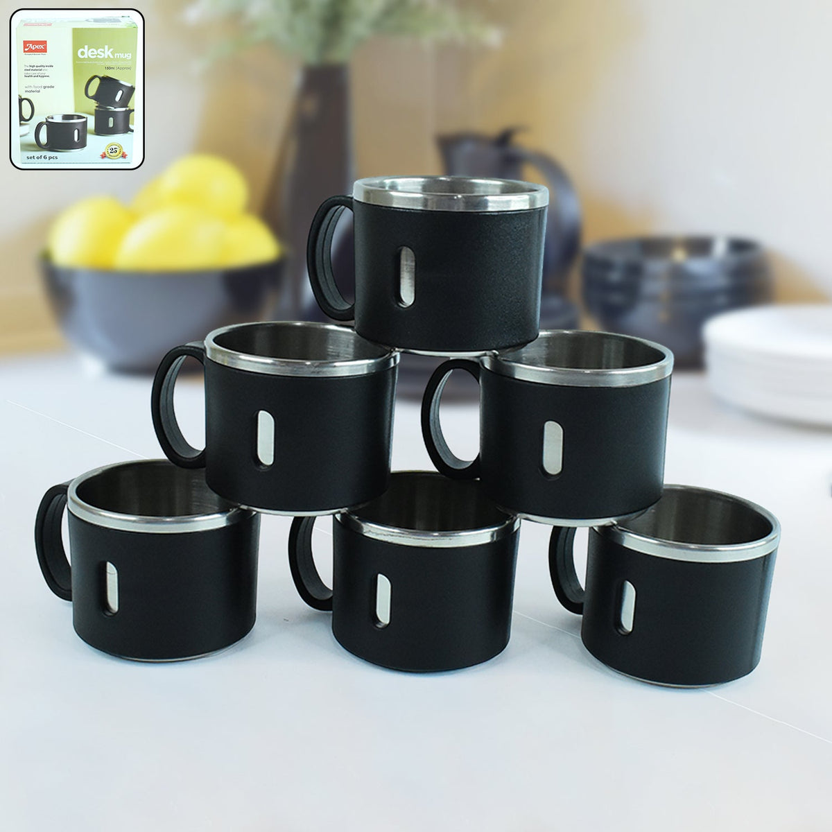 Apex Stainless Steel Desk Mug (6 Pc) HP DD