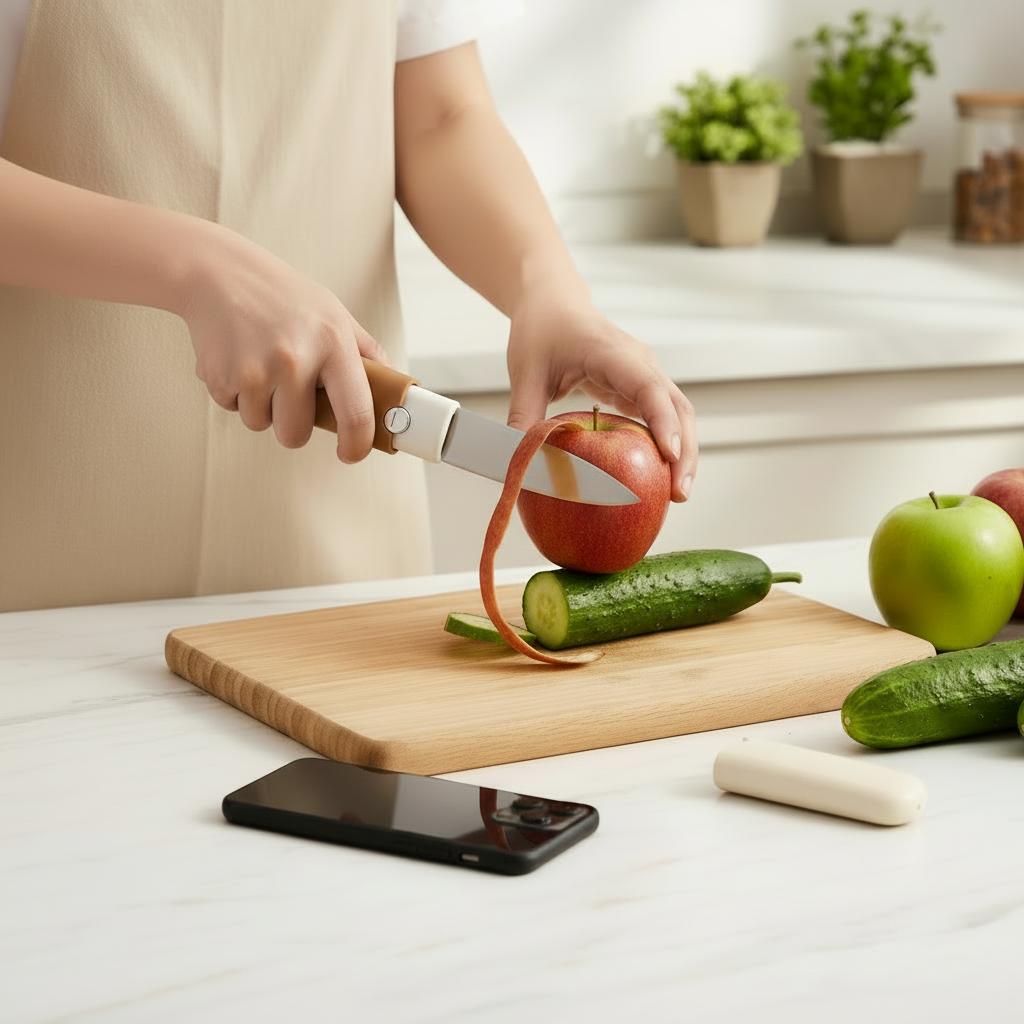 2-in-1 Stainless Steel Portable Kitchen Knife & Peeler Multi-Functional Fruit & Vegetable Peeling Tool with Safety Cover for Home, Travel & Outdoor Use Deals Zone