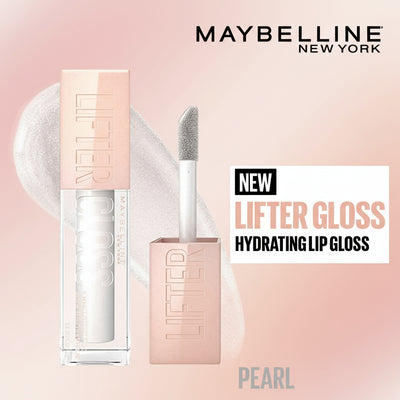 Maybelline New York Lifter Gloss - Moisturizing, Tinted Lip Gloss, With Hyaluronic Acid, Non-Sticky Formula, 5.4 ml Pearl