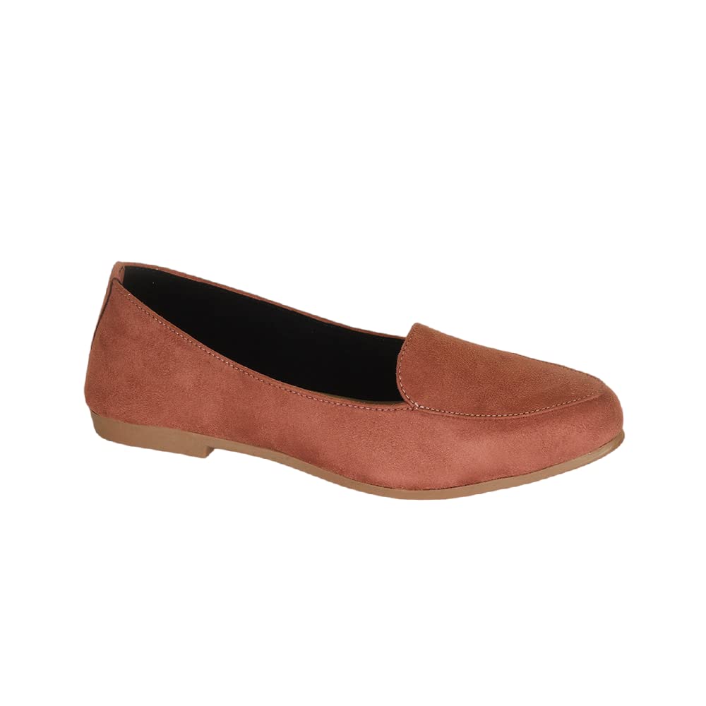 Indifeet Stylish Flat Ballerina Shoes for Women - Peach - Size 3