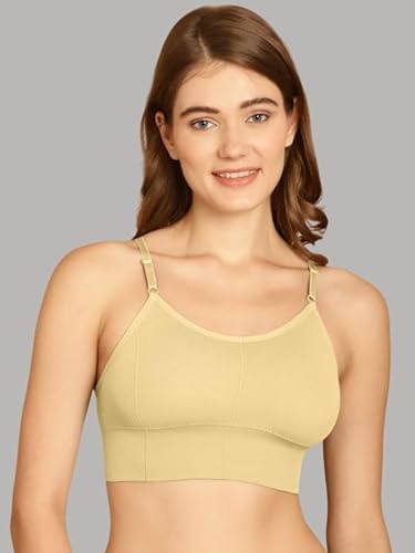 DAINTY Women's Cotton Everyday Sports Bra with Padded & Non-Wired Bra - Beige (pack of 1) DaintyCLiQ