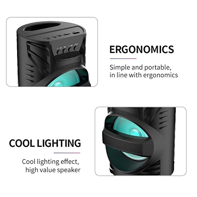 WOOS WS-04 10W Bluetooth Home Theatre Speaker with LED Light, AUX, USB, FM & TF Card – Black