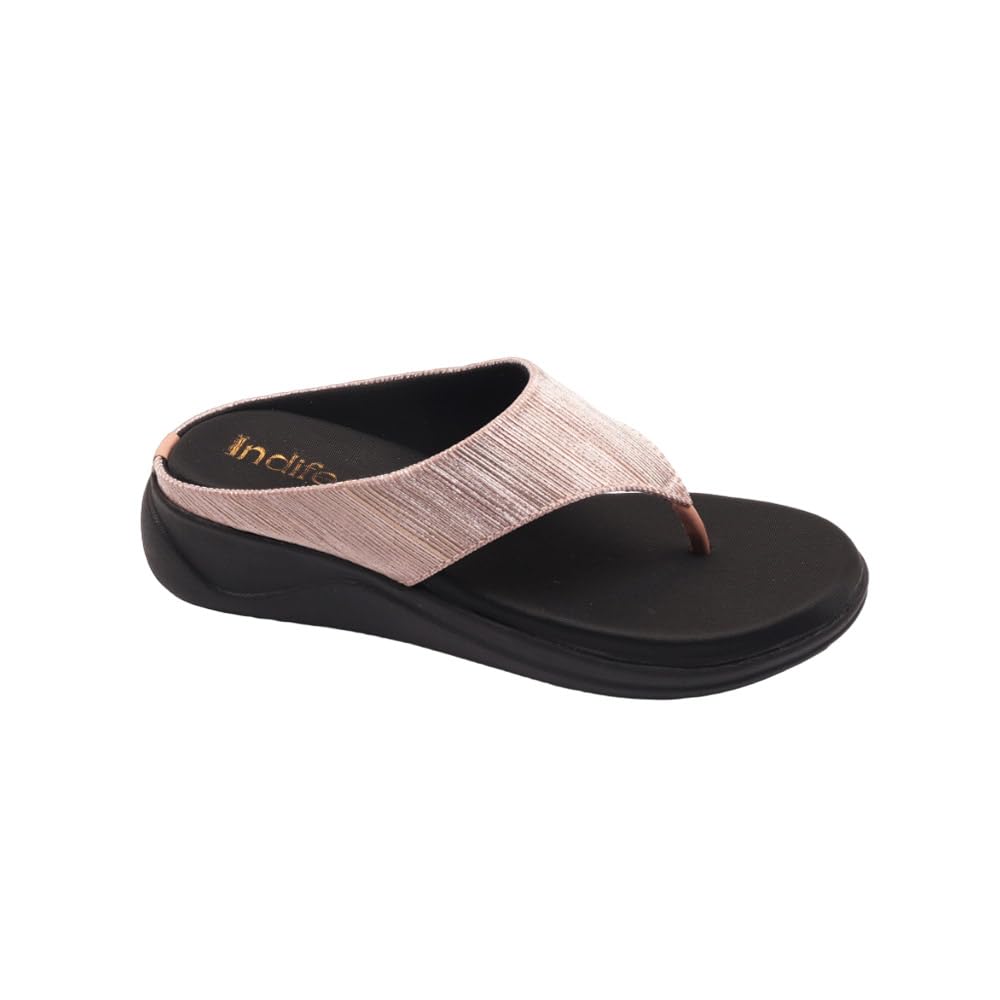 Indifeet Comfortable Thong Platform Sandals for Women - Pink - Size 7