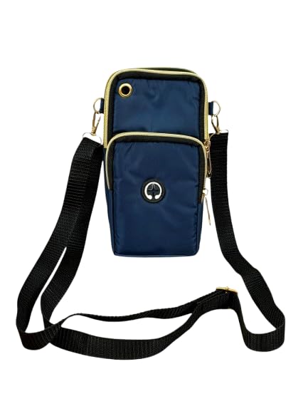 Buddy Cares Korean Crossbody Bag for Women – Lightweight Shoulder Handbag with Gold Trim – Blue