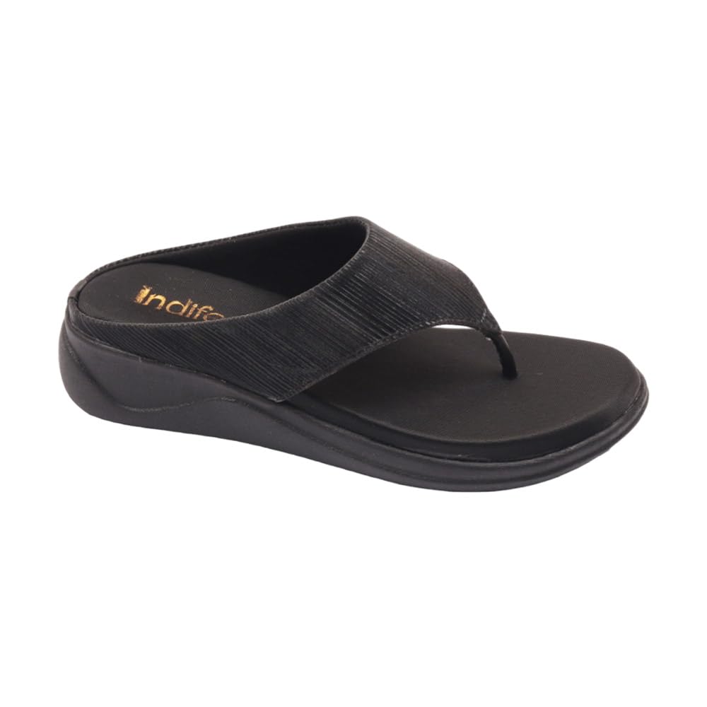Indifeet Comfortable Thong Platform Sandals for Women - Black - Size 8