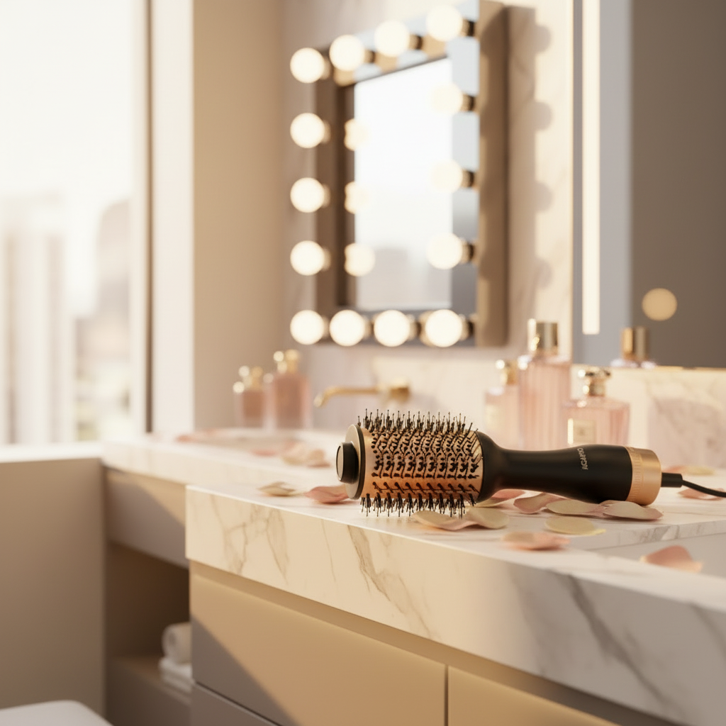 AGARO HV2179 Hot Air Brush for Hair, Volumizer & Styler, 360° Airflow Vent, 1200W, Gold & Black