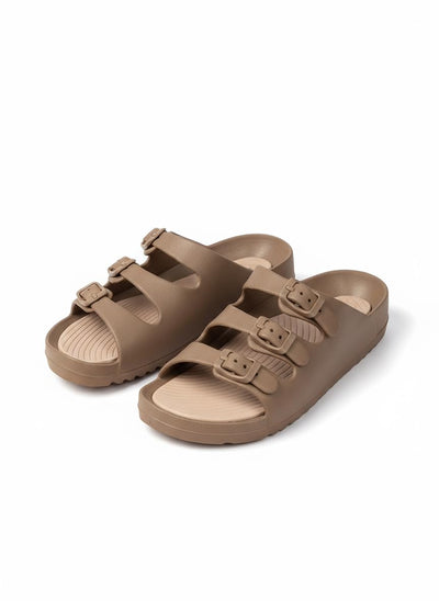 Indifeet Rubber Buckle Sliders for Women - Brown - Size 3