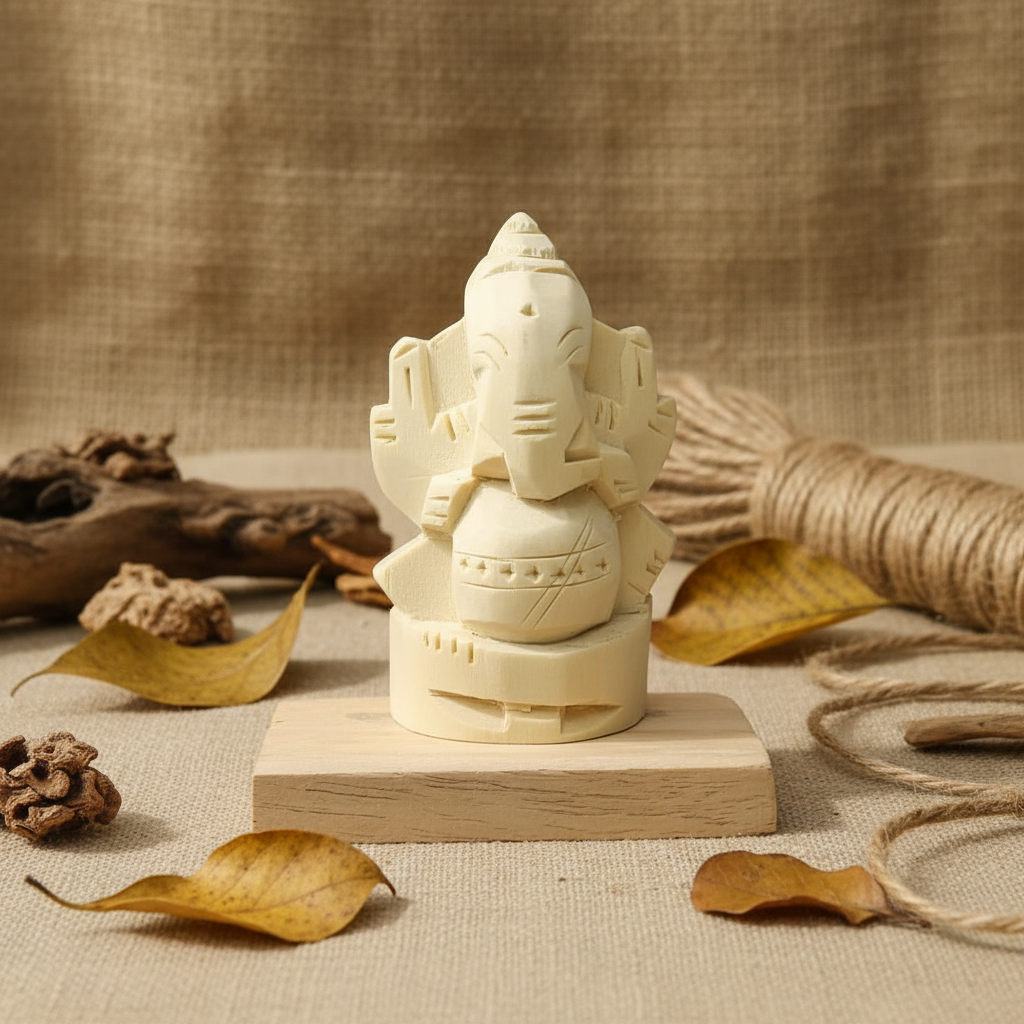 Natural Tella Jilledu Ganapathi - Swetharka Ganesh - Jilledu Ganapathi - Vallampuri Vinayakar - (Wood)