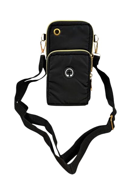Buddy Cares Korean Crossbody Bag for Women – Lightweight Shoulder Handbag with Gold Trim – Black
