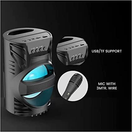 WOOS WS-04 10W Bluetooth Home Theatre Speaker with LED Light, AUX, USB, FM & TF Card – Black