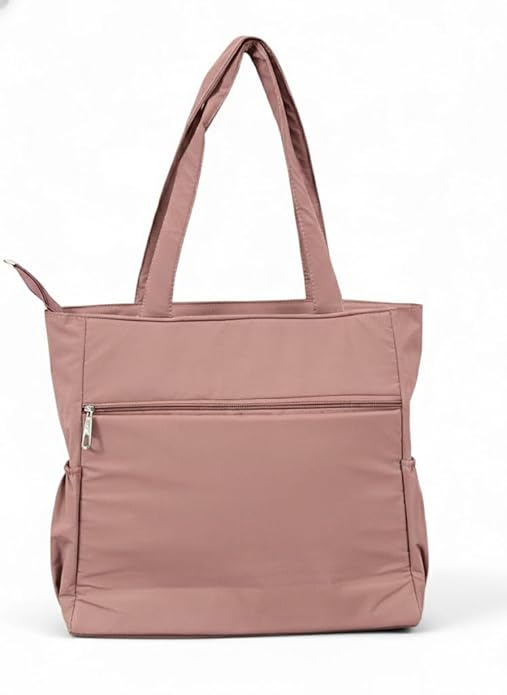Buddy Cares Smile Shoulder Bag for Women – Tote Bag with "You Make Me Smile" Print – Onion Pink
