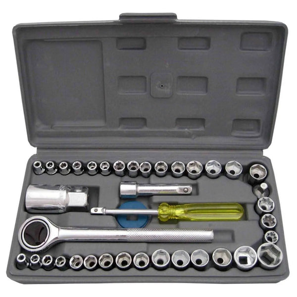 40-Piece Heavy-Duty Socket Wrench Set with Ratchet & Case (Black) HP DD