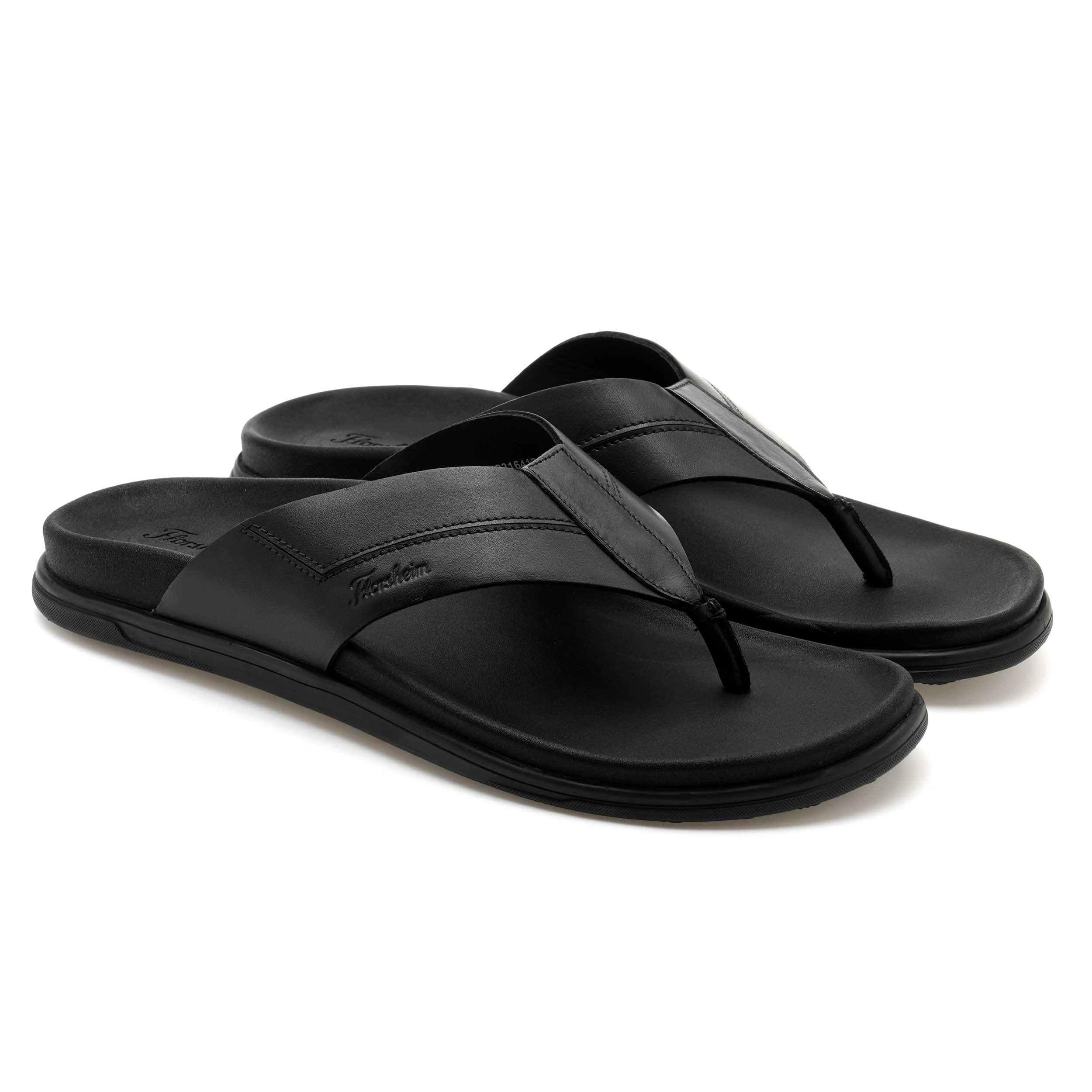 The Rowley Black Men Thong Slipper Florsheim