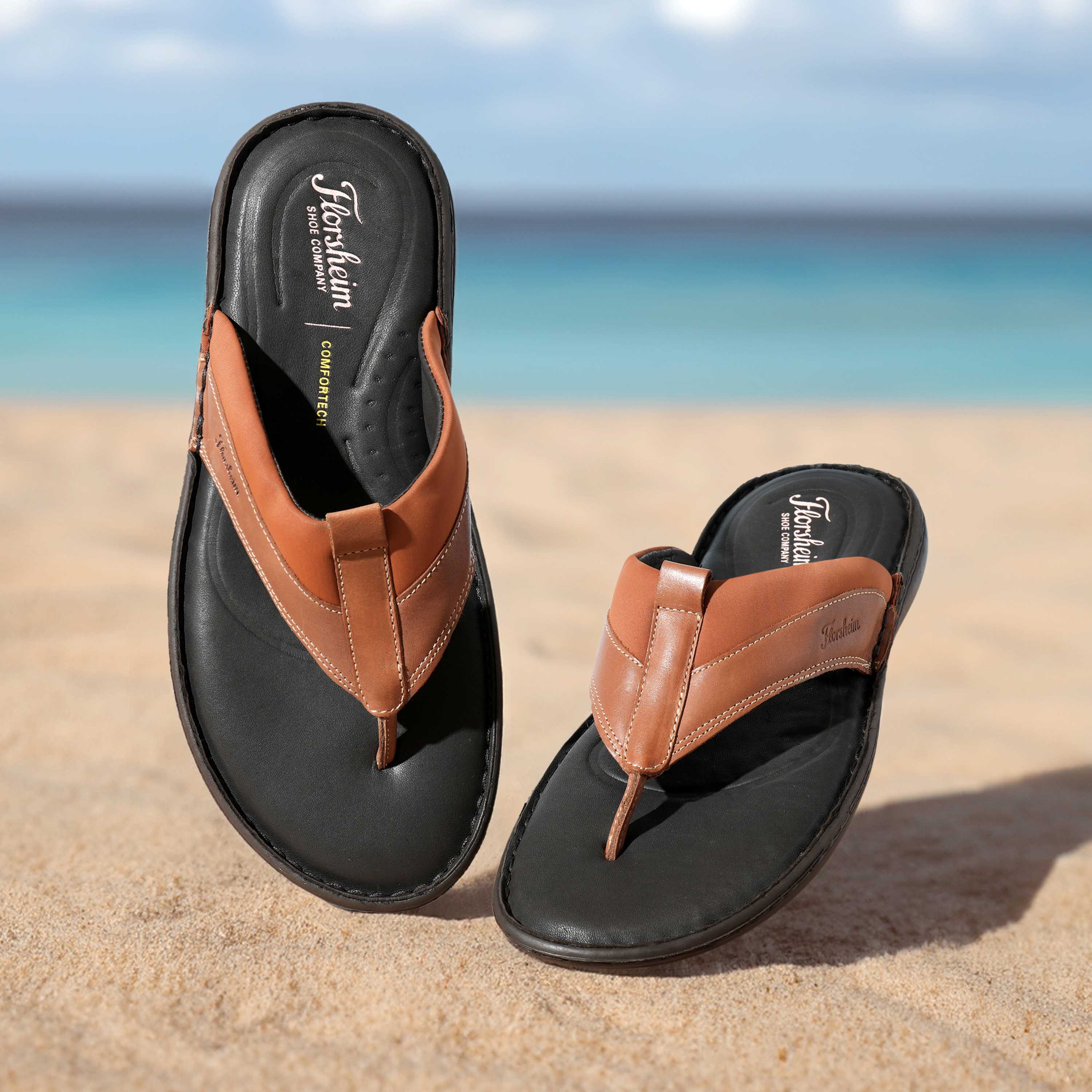 The Archy Tan Men Thong Slipper Florsheim