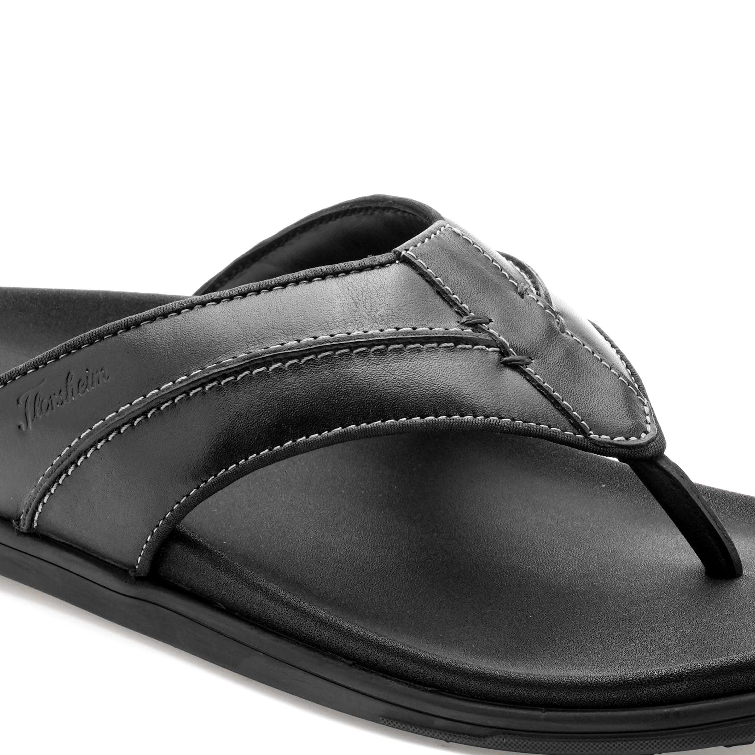 The Kriss Black Men Thong Slipper Florsheim