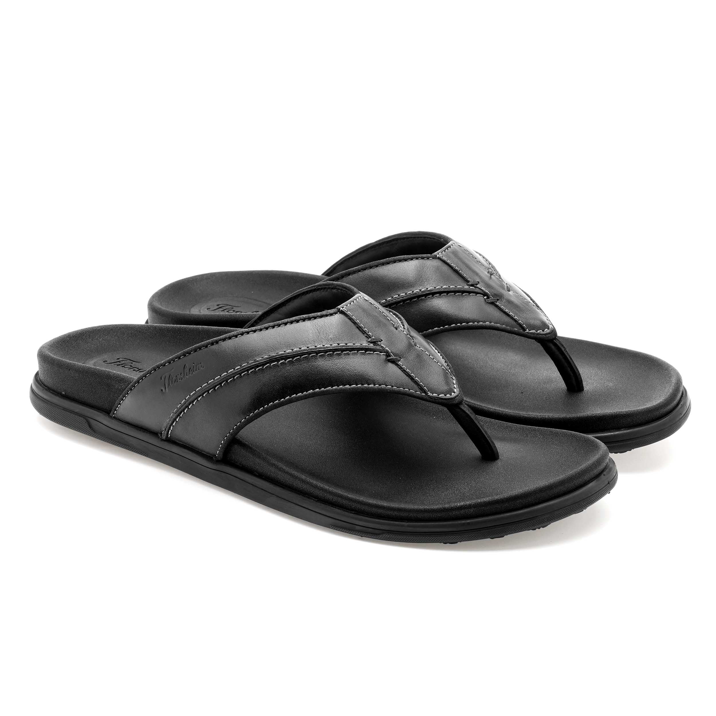 The Kriss Black Men Thong Slipper Florsheim