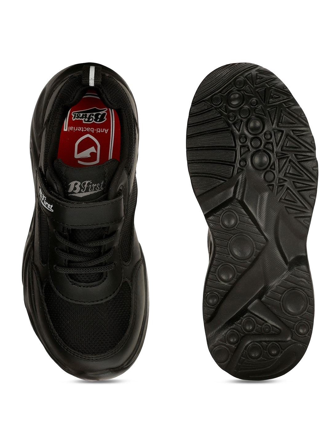 Bata Kids Unisex Black Velcro Strap Oxford School Shoes - Black - View 4
