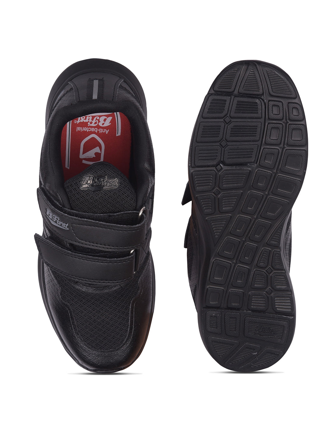 Bata Kids Unisex Black Velcro Strap Oxford School Shoes - Black - View 4