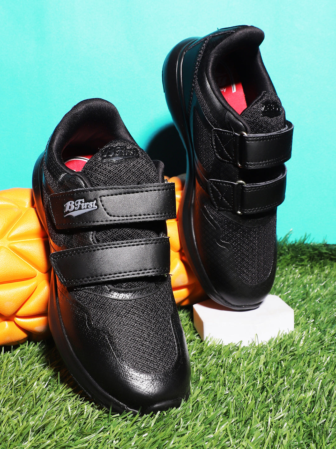 Bata Kids Unisex Black Velcro Strap Oxford School Shoes - Black - View 6