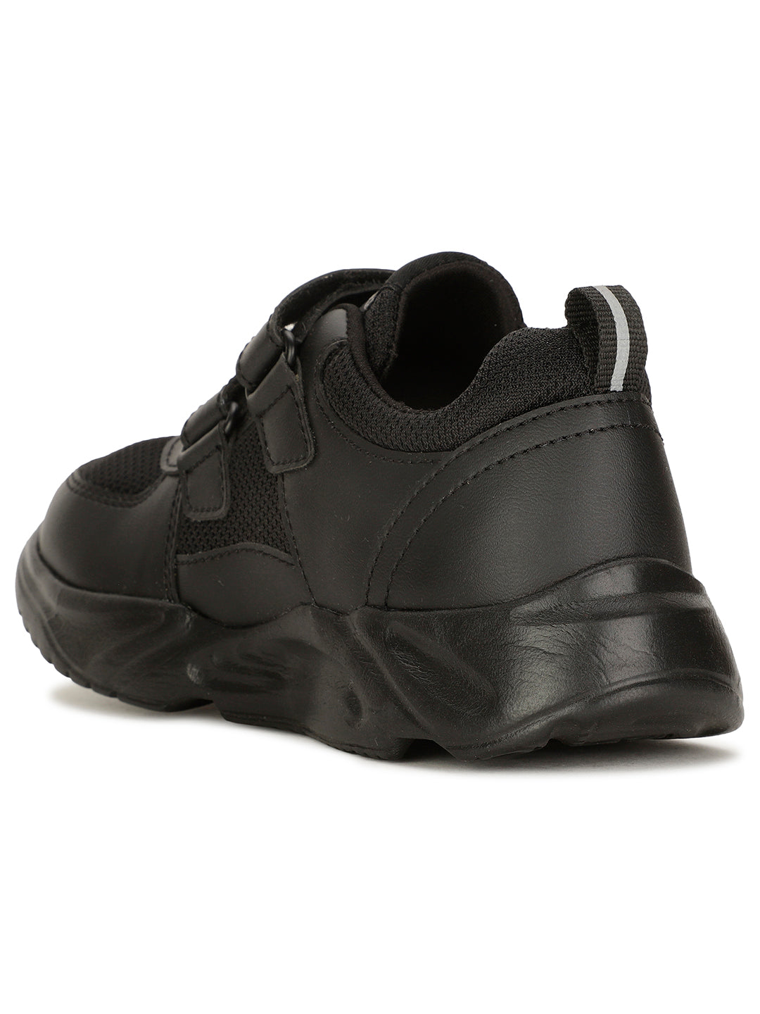 Bata Kids Unisex Velcro Strap School Shoes - Black - View 3