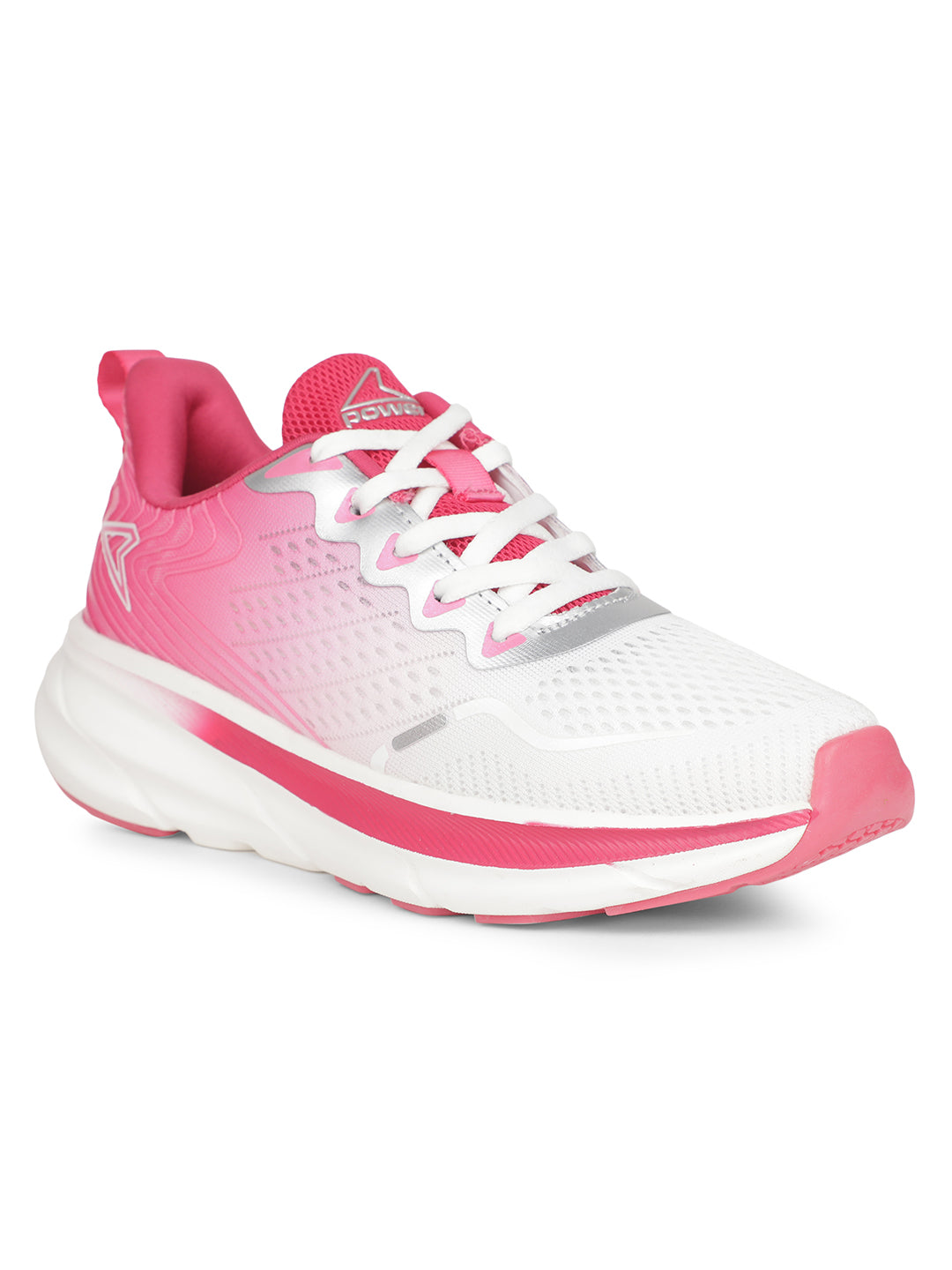 Power Girl's Pink Lace-up Sports Shoes - Pink - View 1