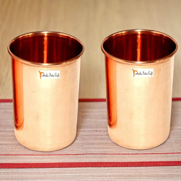 Pure copper glass tumbler (set of 2x320ml) | PRISHA INDIA CRAFT Prisha India Craft