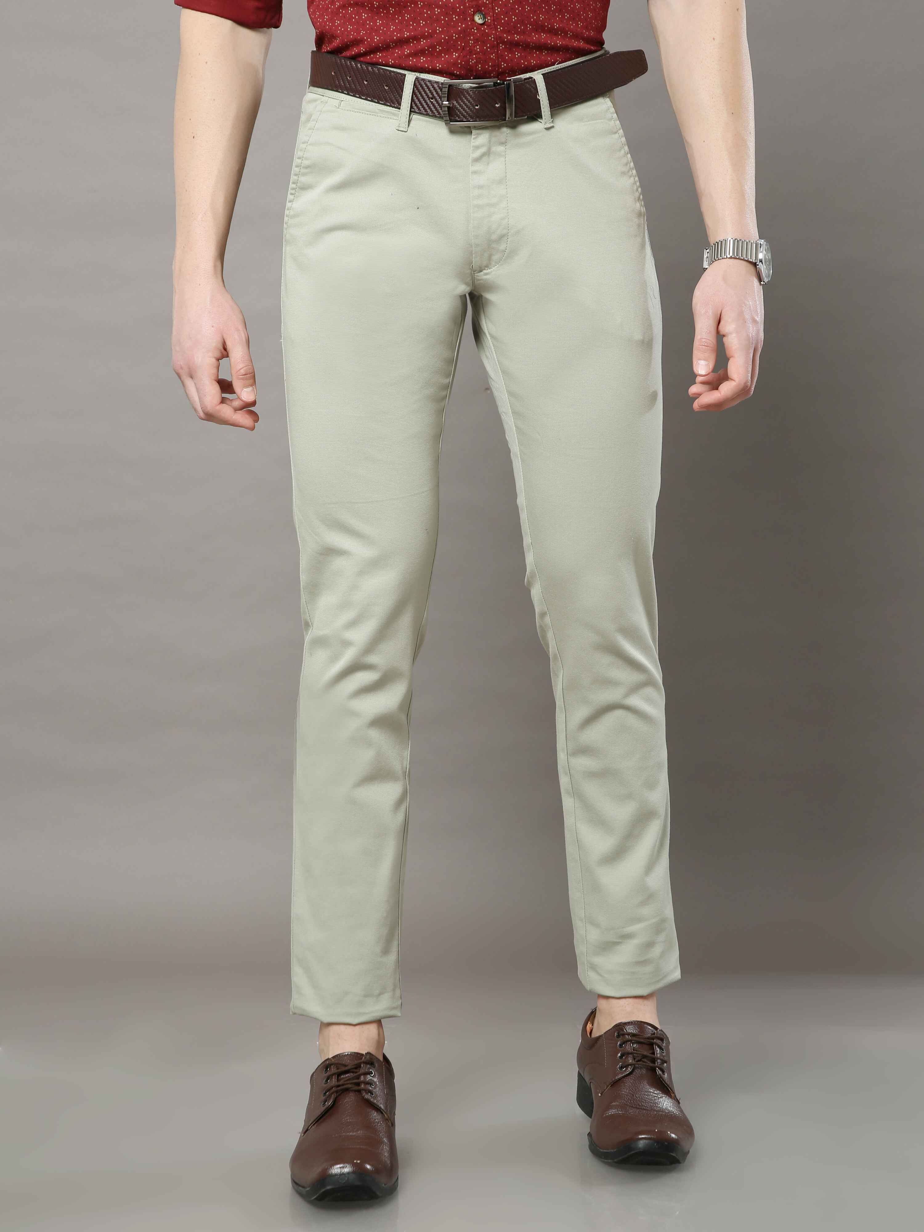 Men's Pista Narrow Fit Solid Lycra Casual Trouser