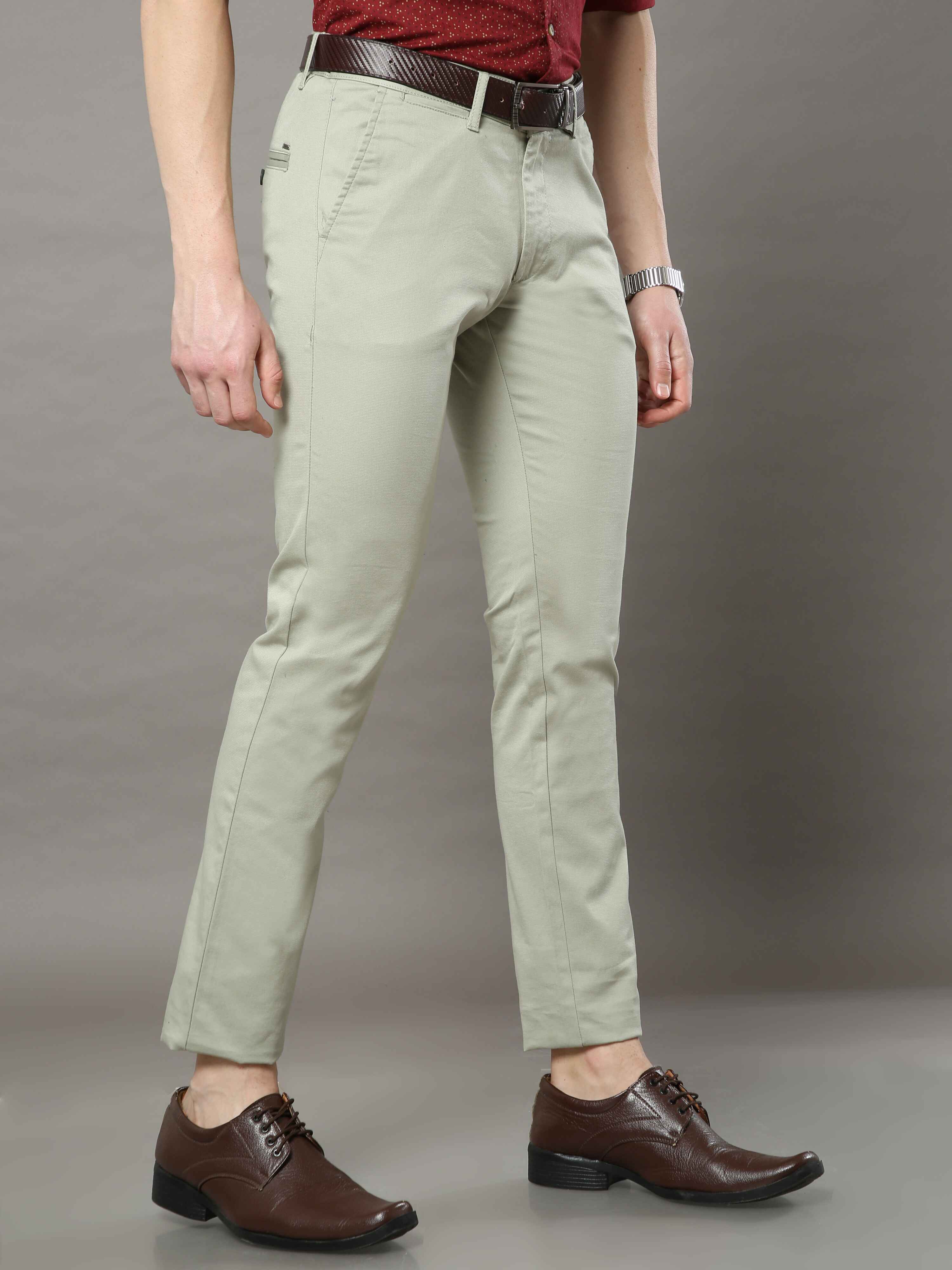 Men's Pista Narrow Fit Solid Lycra Casual Trouser