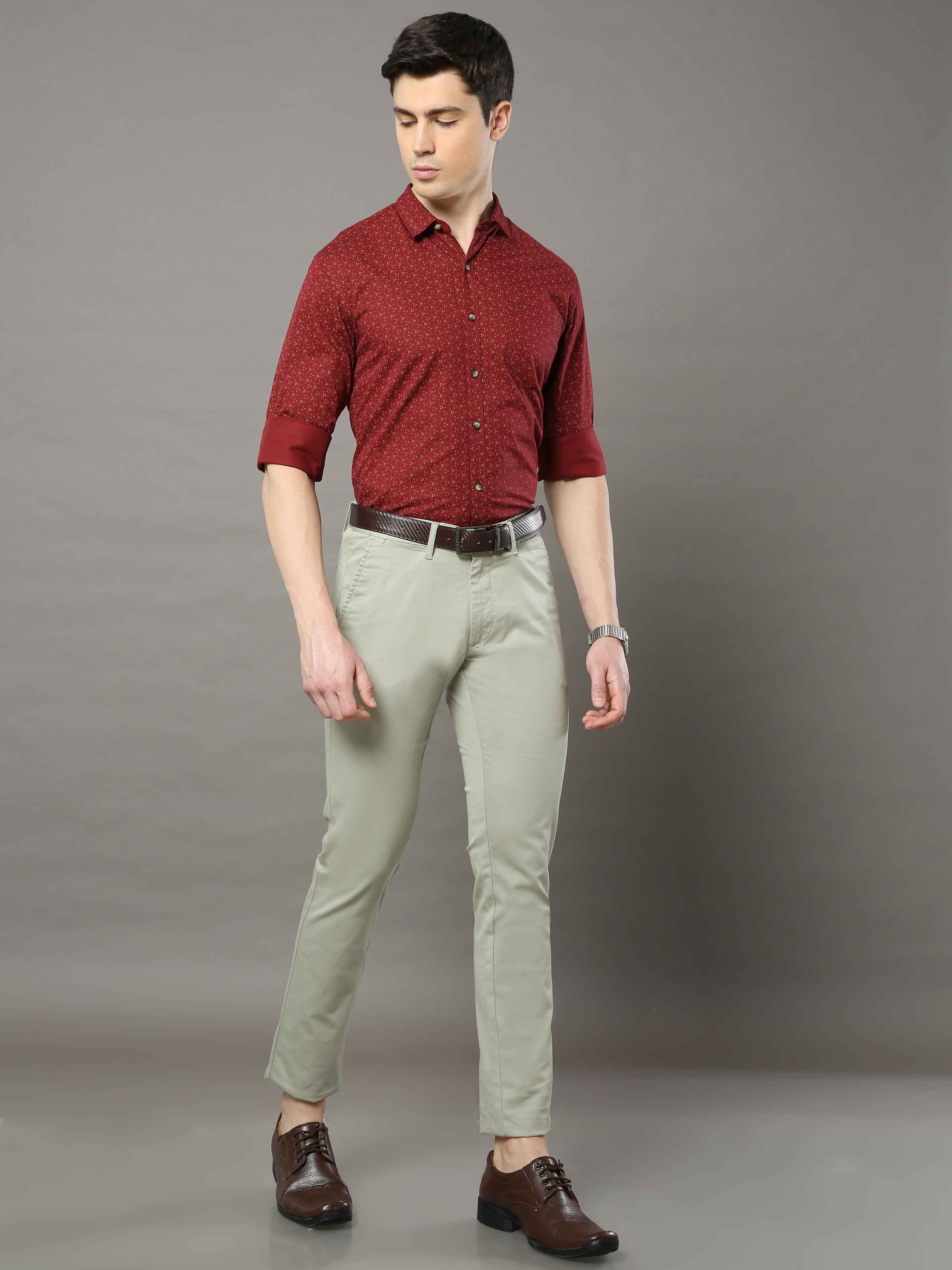 Men's Pista Narrow Fit Solid Lycra Casual Trouser