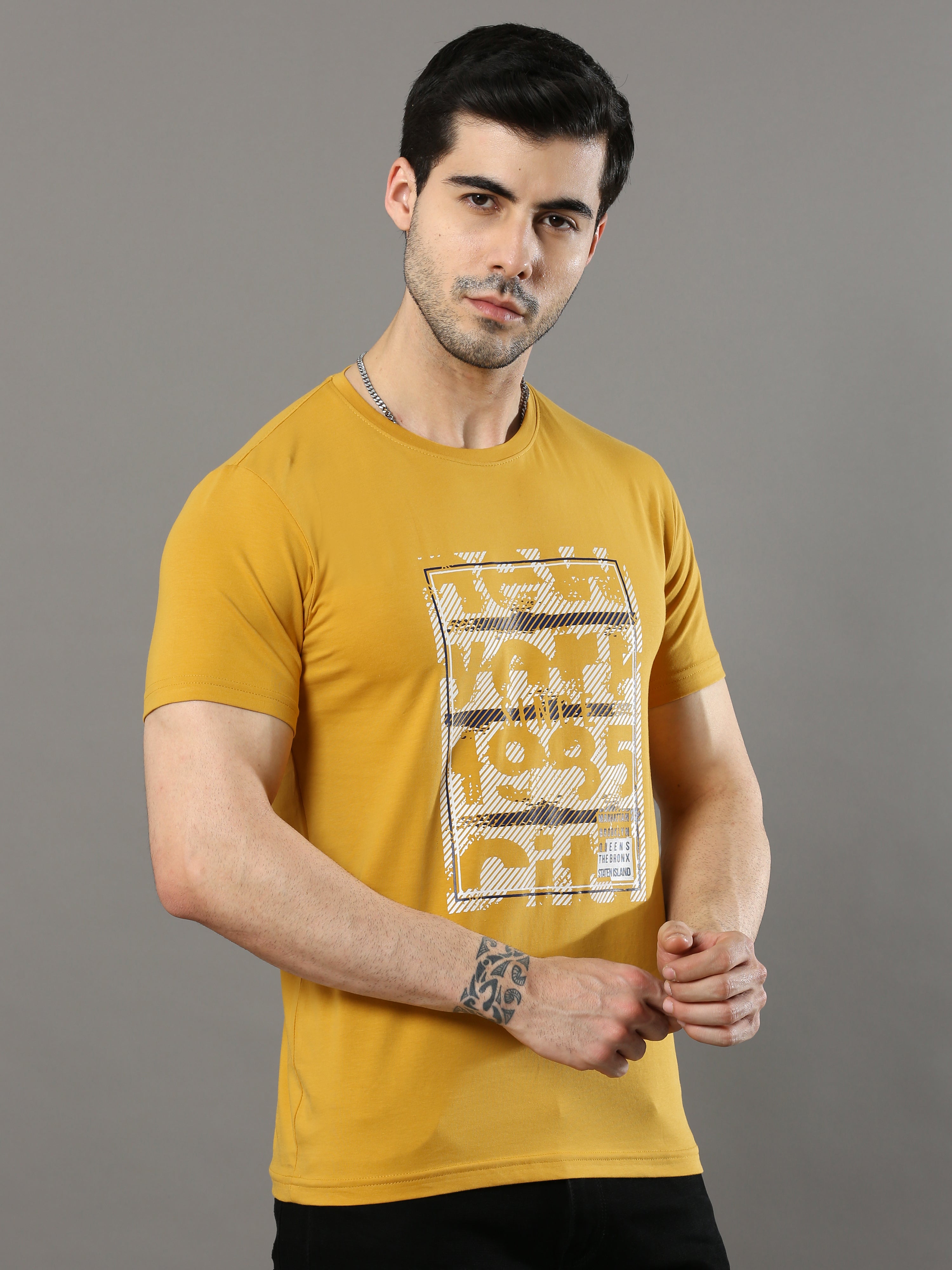Shop Orange Printed Mens T-shirt Online.