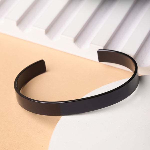 Stylish Black-Plated Stainless-Steel Bracelet For Men Boys Stainless Steel & Open Kada Bracelets For Men Boys Gift (1 Pc / Black)