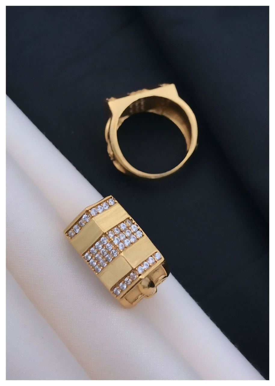 Ethnic Casual Gold-Plated Brass Ring for Men with Agate Stone MAITRY ENTERPRISE