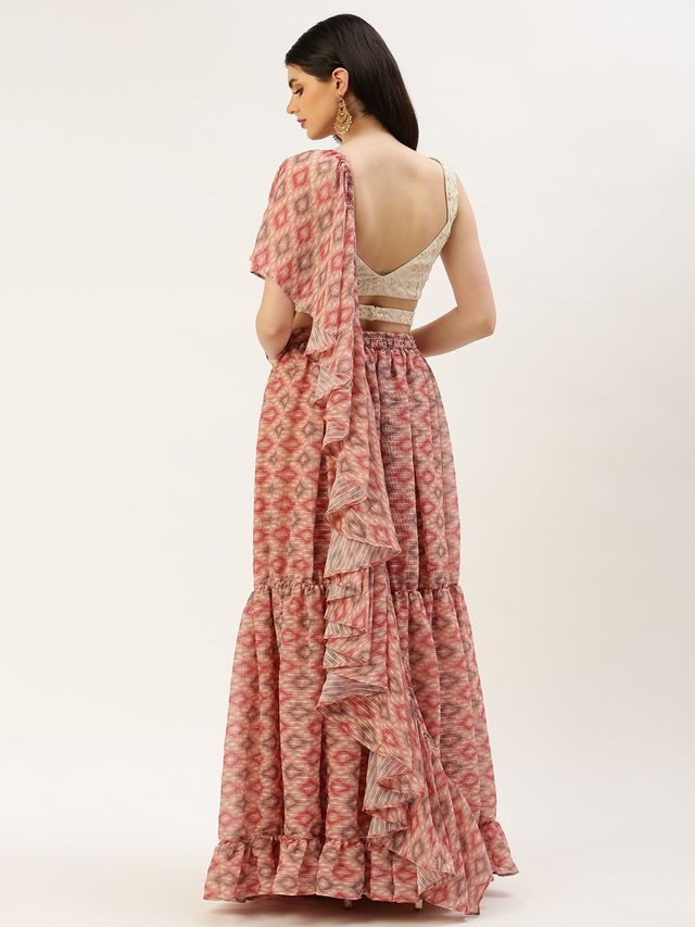 Bollywood Vogue Ready To Wear Multicolored Georgette Digital Printed Lehenga Set