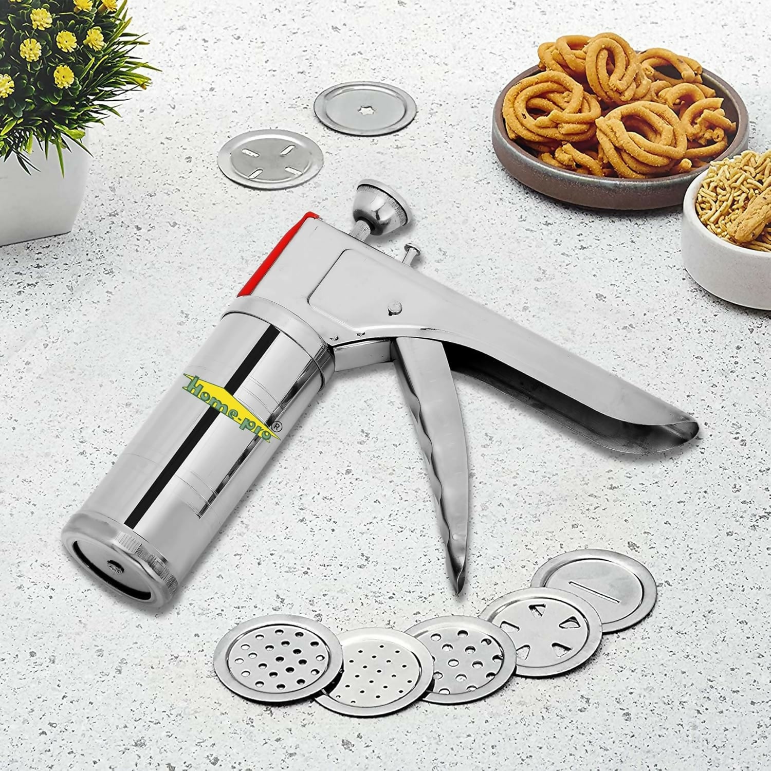 Stainless Steel Kitchen Press Sev Maker – Heavy Duty Murukku & Snack Maker