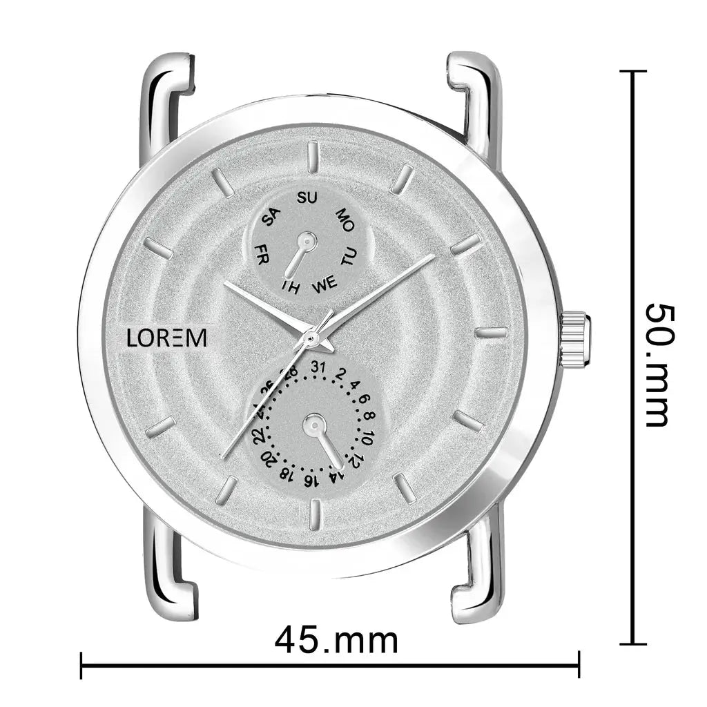 LOREM Silver 3D Embossed Stainless Steel Analog Watch For Men LR124 LOREM