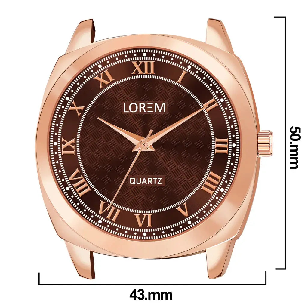 LOREM Brown Cubic Designer Printed Dial Analog Watch For Men LR89 LOREM