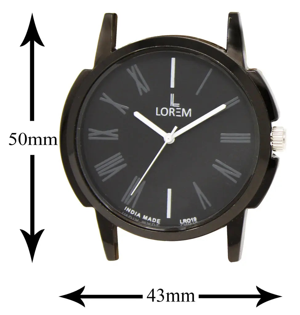 LOREM Black Roman Analog Watch For Men LR19 LOREM
