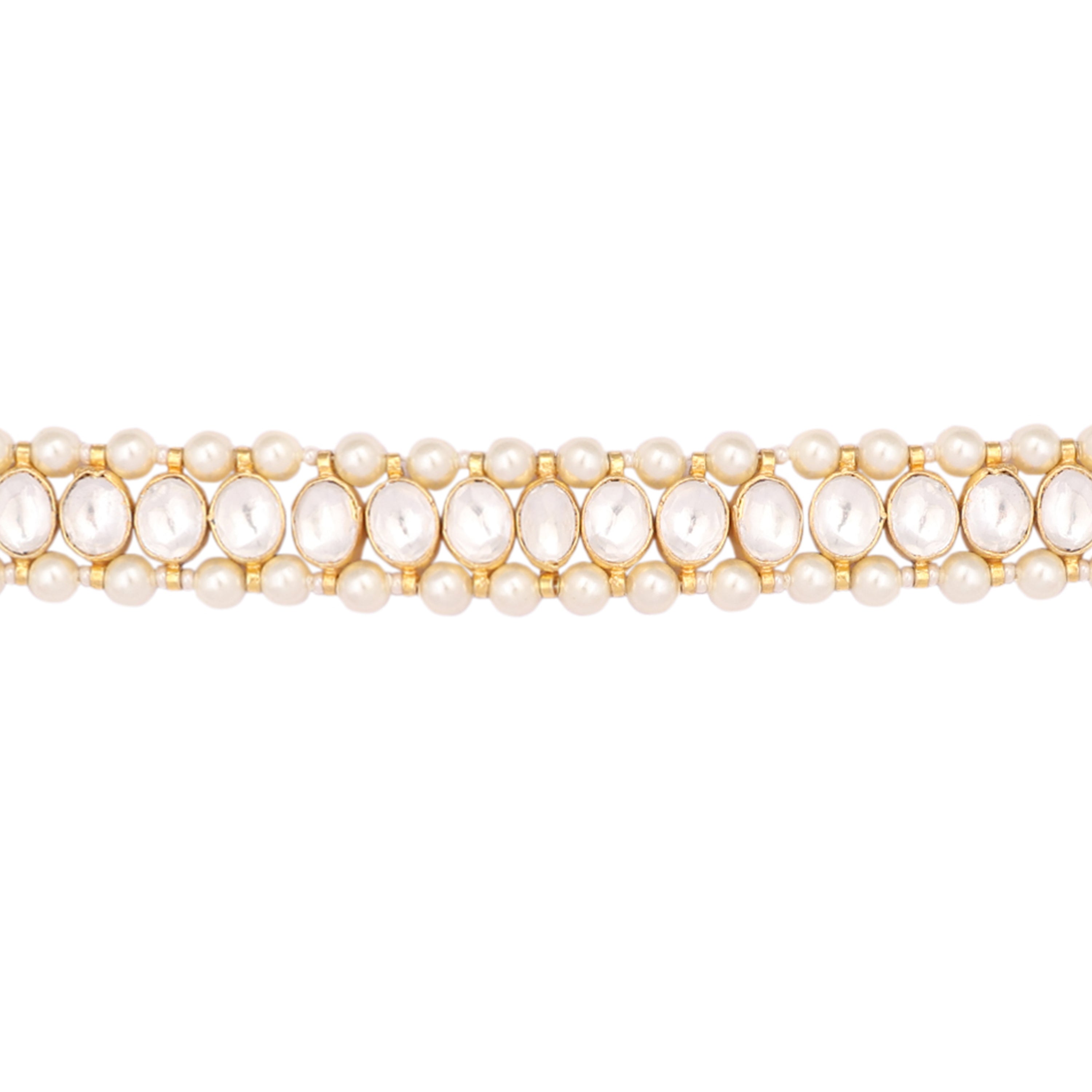 22K Gold Plated Kundan Refined Sleek Choker Necklace
