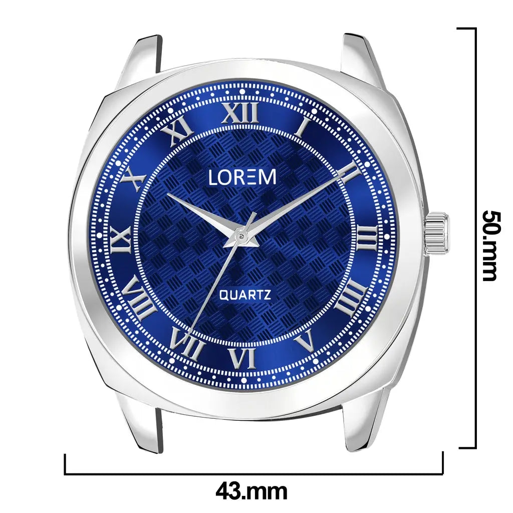 LOREM Blue Cubic Designer Printed Dial Analog Watch For Men LR92 LOREM