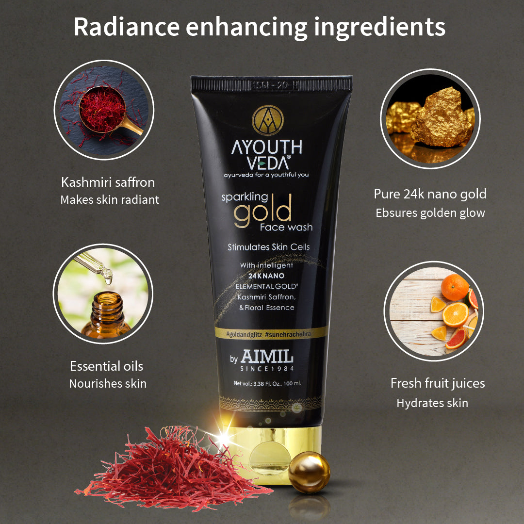 Ayouthveda Sparking Gold Face Wash Pack of 2 (100 ml) Aimil Ayouthveda
